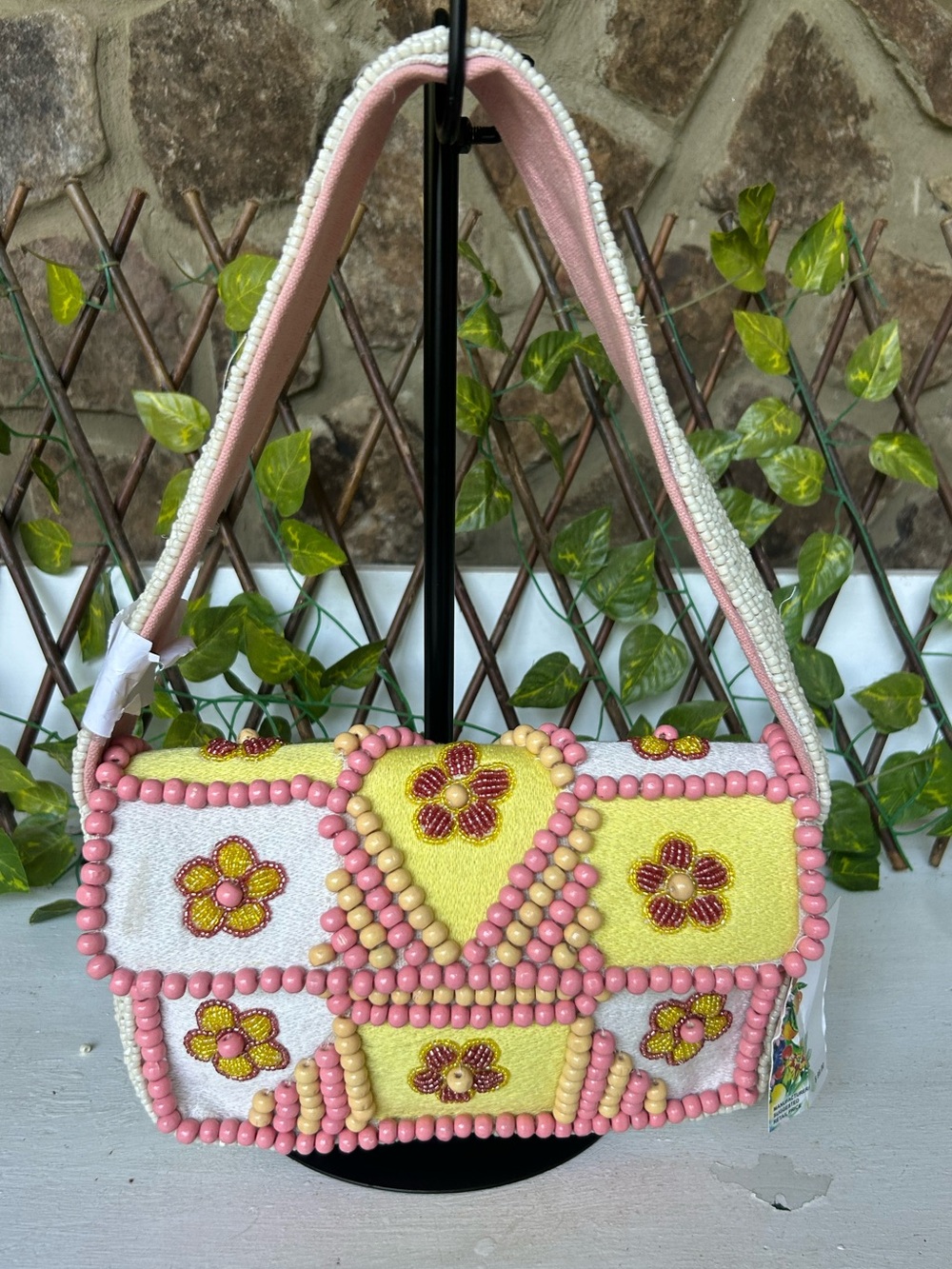 Butter Blossom Beaded Shoulder Bag Pink Yellow White Y2K Cottagecore MSRP $99
